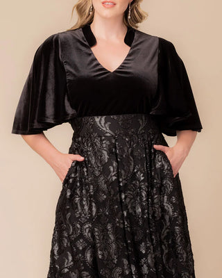 Radiant Opulence Evening Gown in Silver Damask Motif