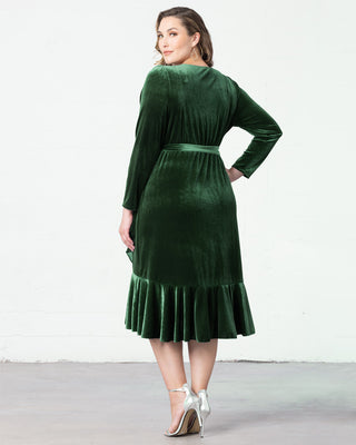 Viola Velvet Wrap Dress in Emerald Green