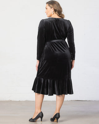 Viola Velvet Wrap Dress in Onyx