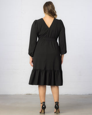Portia Long Sleeve Dress in Black Noir