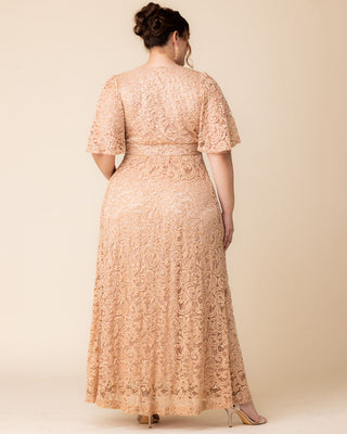 Luminous Sequin Lace Long Gown in Champagne