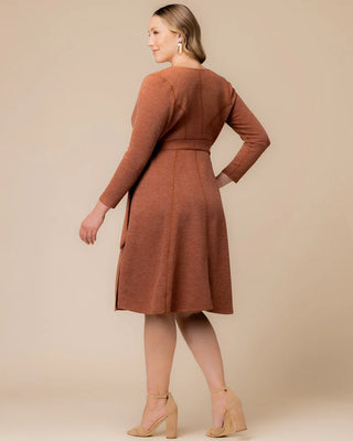 London Sweater Knit Wrap Dress in Cinnamon