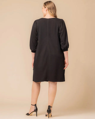 Madison Sweater Knit Shift Dress in Black Noir