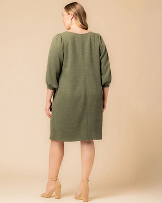 Madison Sweater Knit Shift Dress in Forest Green