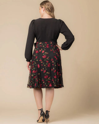 Chelsea Embroidered Midi Cocktail Dress in Floral Flare