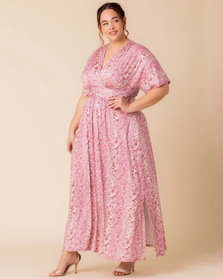 Vienna Maxi Dress in Pink Floral Falls