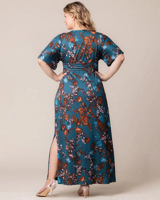 Vienna Maxi Dress in Teal Blue Asters