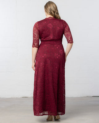 Maria Lace Evening Gown in Pinot Noir