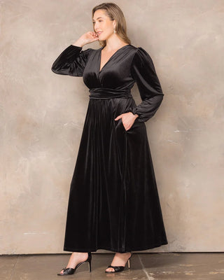 Vivienne Velvet Evening Gown in Onyx