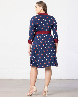 Sophisticate Wrap Dress  in Navy Dot Duo