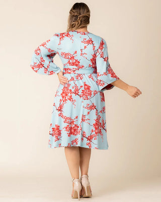 Gemini Wrap Dress in Cherry Blossom Print