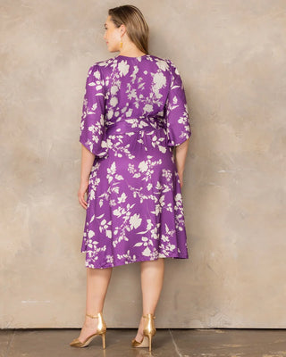Gemini Wrap Dress in Purple Blooms