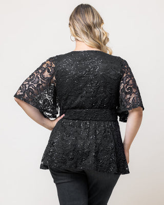 Stardust Sequin Lace Top - Sale! in Onyx