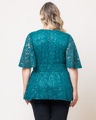 Stardust Sequin Lace Top - Sale! in Teal Topaz