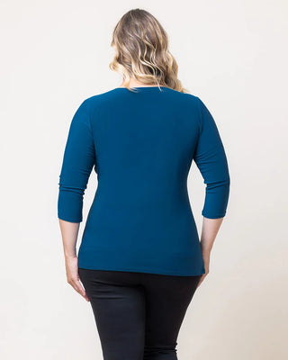 Femme Fatale Faux Wrap Top in Aegean Blue