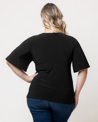 Stella Faux Wrap Top in Black Noir