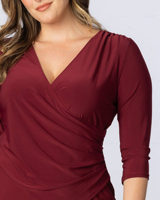 Femme Fatale Faux Wrap Top in Burgundy