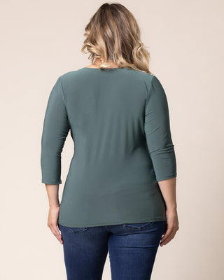 Femme Fatale Faux Wrap Top in Fern Green