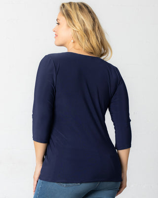 Femme Fatale Faux Wrap Top in Nouveau Navy