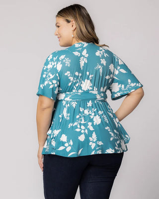 Encore Print Top in Aqua Blooms
