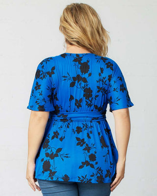 Encore Print Top  in Blue Floral Impressions