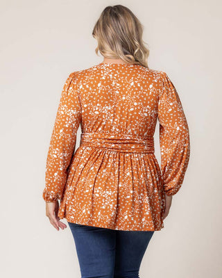 Leah Long Sleeve Tunic Top in Amber Vining Florals