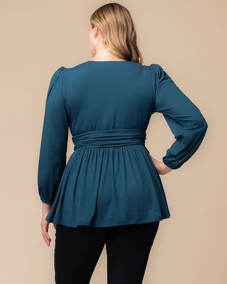 Leah Long Sleeve Tunic Top in Deep Teal