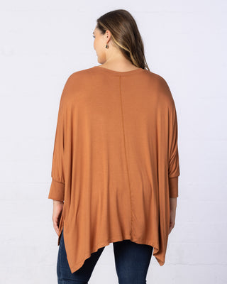 Long Sleeved Hi-Lo Cape Tunic Top 