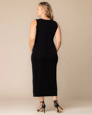 Classic Silky Sleeveless Maxi Tank Dress by Vikki Vi in Black