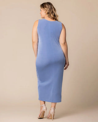 Classic Silky Sleeveless Maxi Tank Dress by Vikki Vi in Powder Blue