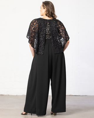 Alluring Sequins Formal Jumpsuit in Black Nude
