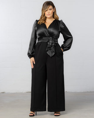 Refined Satin Jumpsuit in Onyx