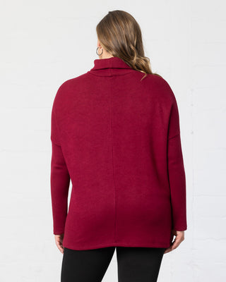 Paris Turtleneck Tunic Sweater in Burgundy