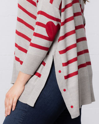 Wear Your Heart on Your Sleeve Sweater in Red Hot Stripes