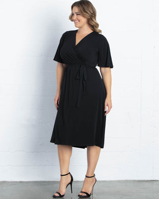 Melody Faux Wrap Dress  in Black
