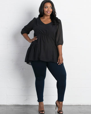 Cheryl Chiffon Tunic Top in Black Noir