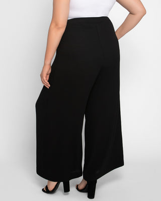 Coraline Crepe Palazzo Pants  in Black Noir