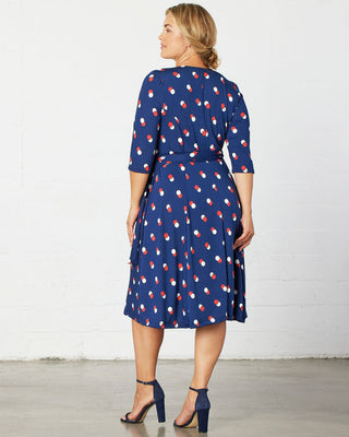 Essential Wrap Dress  in Navy Dot Duo