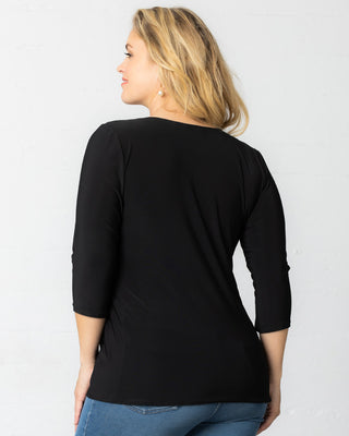 Femme Fatale Faux Wrap Top in Black