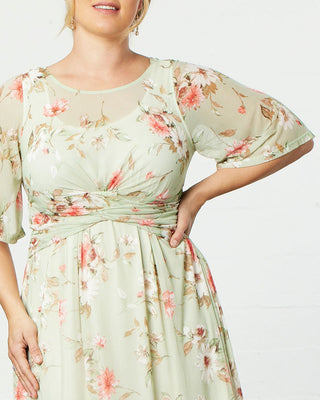 Katarina Mesh Dress  in Sage Floral Print