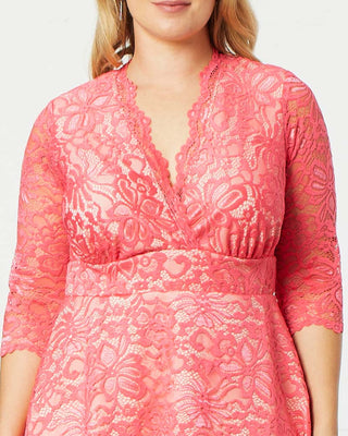 Mademoiselle Lace Cocktail Dress  in Coral