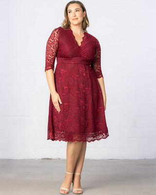 Mademoiselle Lace Cocktail Dress  in Pinot Noir