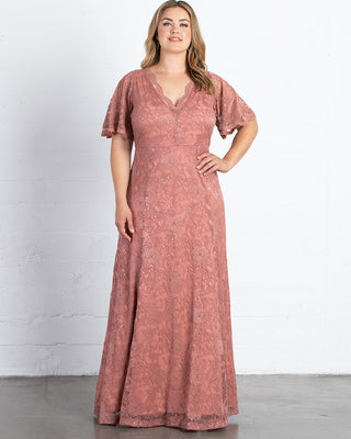 Symphony Lace Evening Gown  in Mauve Rose