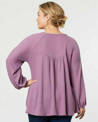 Whimsical Waffle Soft Knit Top  in Dusty Lilac