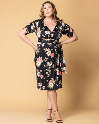 Eden Faux Wrap Dress  in Midnight Meadow Print