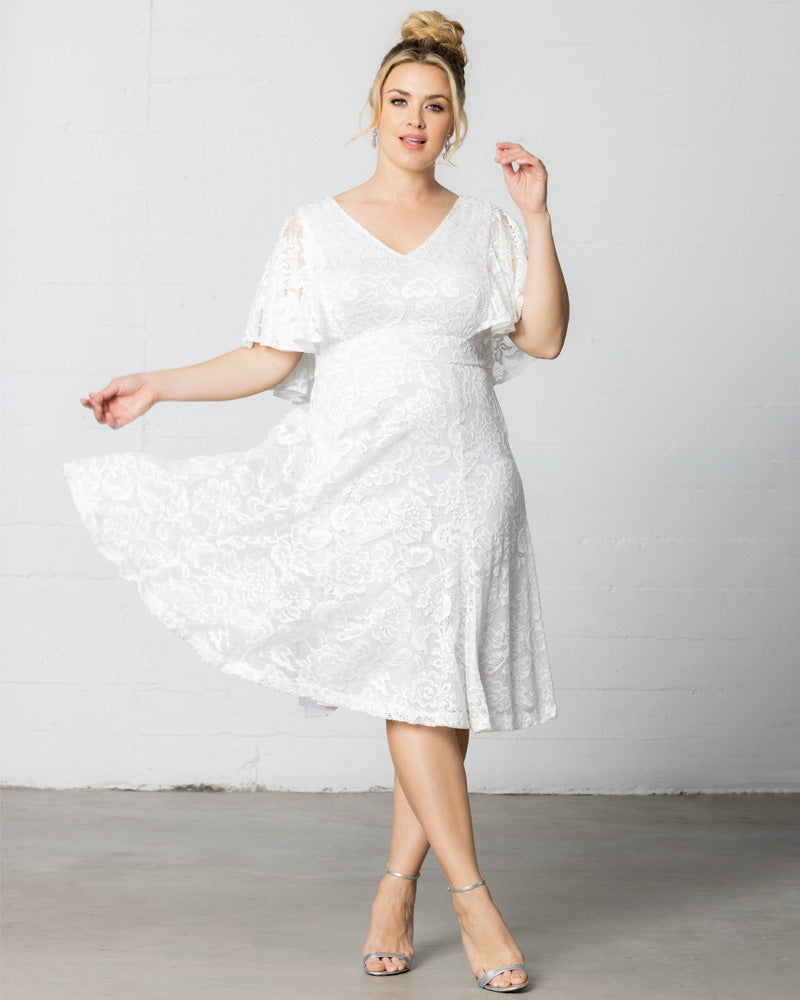 Genevieve Lace Flutter Sleeve Midi Dress by Kiyonna