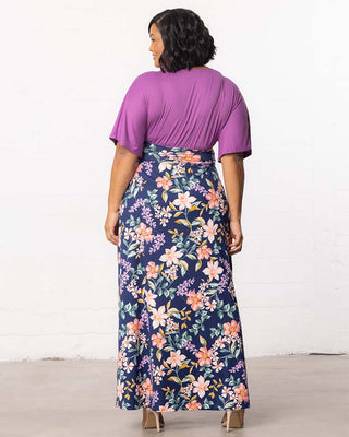 Havana Colorblocked Maxi Dress in Navy Blossom Print