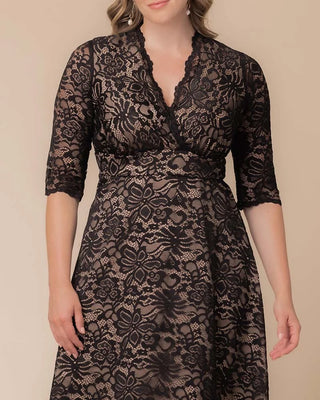 Mademoiselle Lace Cocktail Dress in Black and Nude
