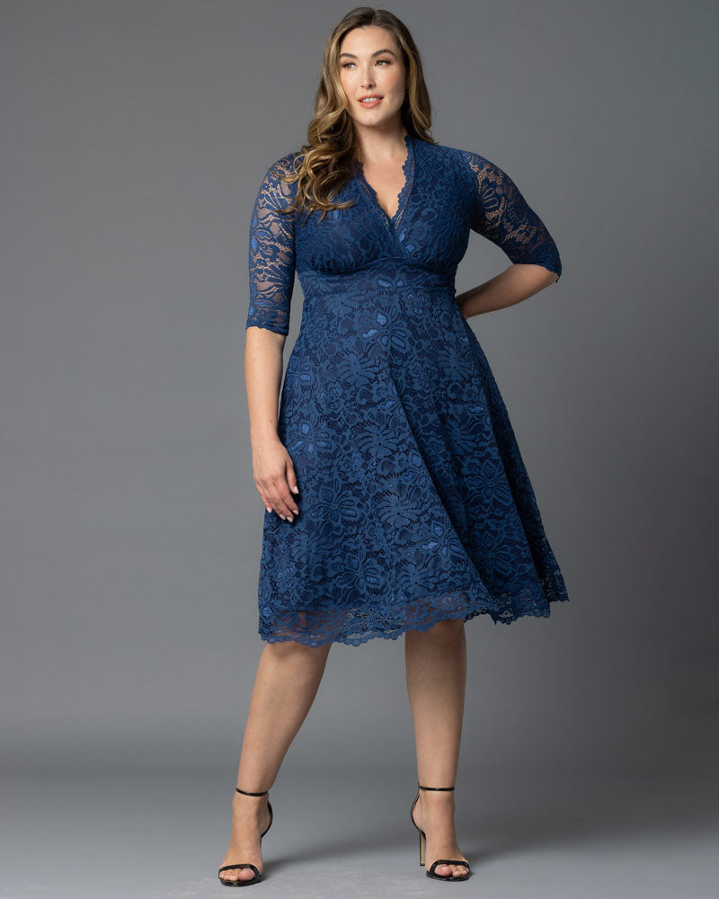 Plus Size Mademoiselle Lace Cocktail Dress Navy / 5X (30-32)