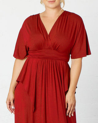 Indie Flair Maxi Dress in Tomato Red